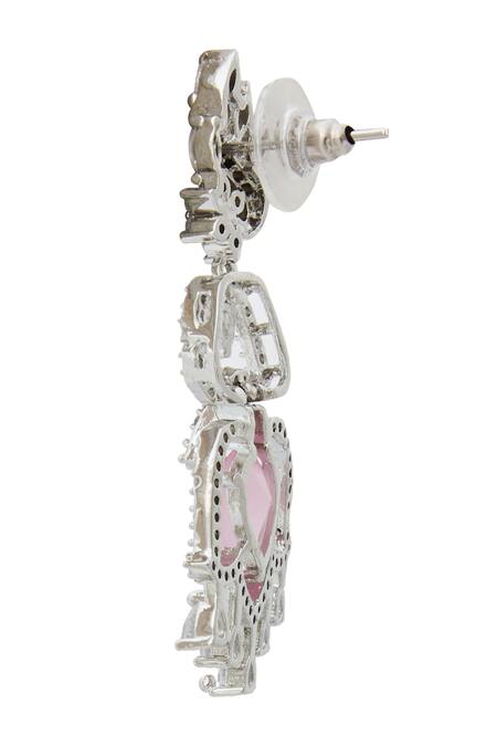 Nazaakat By Samara Singh_Pink American Diamond Earrings _Online_at_Aza_Fashions