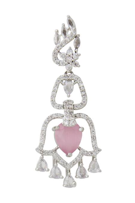 Buy_Nazaakat By Samara Singh_Pink American Diamond Earrings _Online_at_Aza_Fashions
