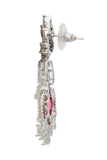 Nazaakat By Samara Singh_Red Ruby American Diamond Earrings _Online_at_Aza_Fashions