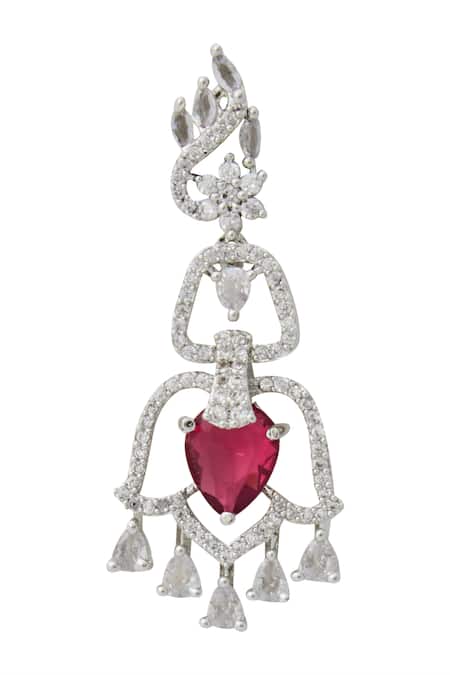 Buy_Nazaakat By Samara Singh_Red Ruby American Diamond Earrings _Online_at_Aza_Fashions