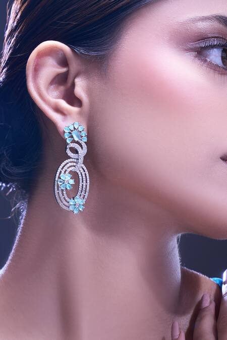 Buy Nazaakat By Samara Singh Aqua American Diamond Earrings Online at Aza Fashions Buy_Nazaakat By Samara Singh_Aqua American Diamond Earrings _Online_at_Aza_Fashions