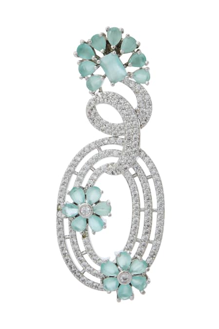 Shop Nazaakat By Samara Singh Aqua American Diamond Earrings Online at Aza Fashions Shop_Nazaakat By Samara Singh_Aqua American Diamond Earrings _Online_at_Aza_Fashions