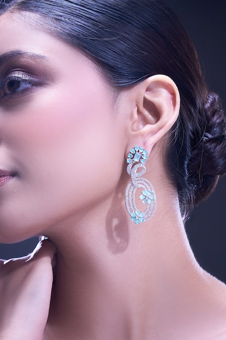 Nazaakat By Samara Singh Aqua American Diamond Earrings 