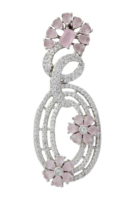 Shop Nazaakat By Samara Singh Pink American Diamond Earrings Online at Aza Fashions Shop_Nazaakat By Samara Singh_Pink American Diamond Earrings _Online_at_Aza_Fashions