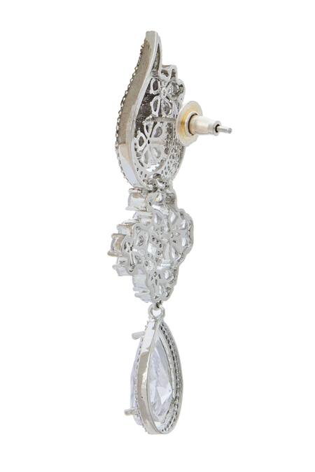 Nazaakat By Samara Singh White American Diamond Earrings Online at Aza Fashions Nazaakat By Samara Singh_White American Diamond Earrings _Online_at_Aza_Fashions