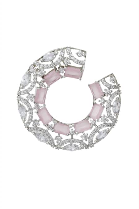 Nazaakat By Samara Singh Pink American Diamond Hoop Earrings Online at Aza Fashions Nazaakat By Samara Singh_Pink American Diamond Hoop Earrings _Online_at_Aza_Fashions