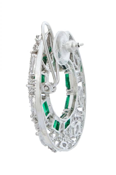 Nazaakat By Samara Singh Green American Diamond Earrings Online at Aza Fashions Nazaakat By Samara Singh_Green American Diamond Earrings _Online_at_Aza_Fashions