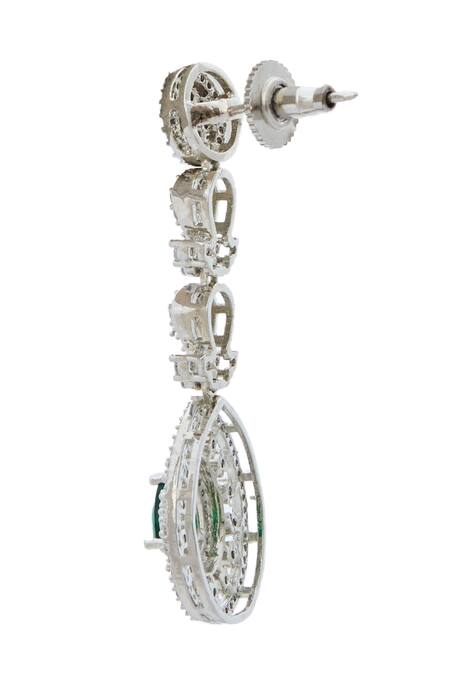 Nazaakat By Samara Singh Green American Diamond Earrings Online at Aza Fashions Nazaakat By Samara Singh_Green American Diamond Earrings _Online_at_Aza_Fashions