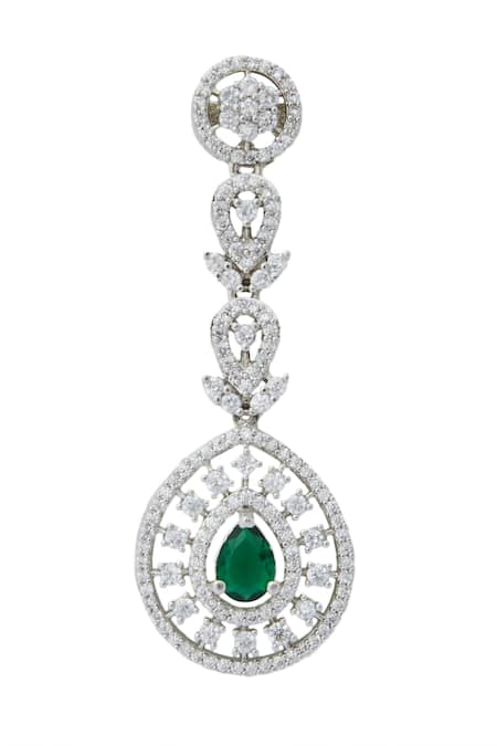 Buy Nazaakat By Samara Singh Green American Diamond Earrings Online at Aza Fashions Buy_Nazaakat By Samara Singh_Green American Diamond Earrings _Online_at_Aza_Fashions