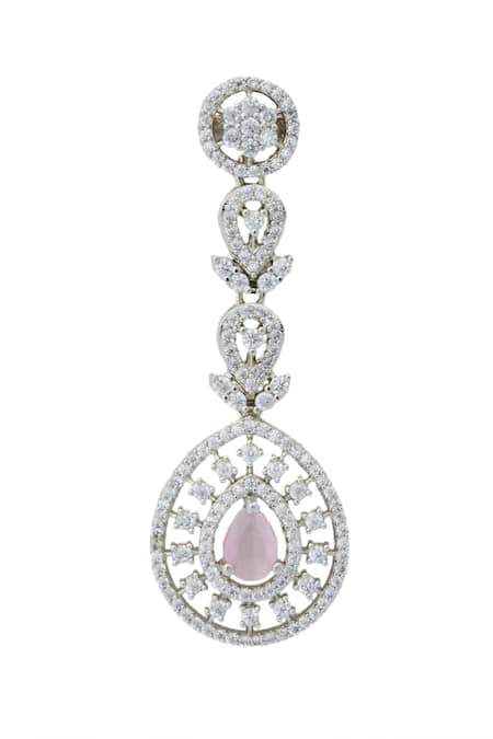 Nazaakat By Samara Singh_Pink American Diamond Earrings _Online_at_Aza_Fashions