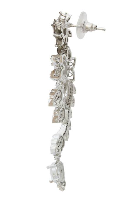 Nazaakat By Samara Singh_White American Diamond Earrings _Online_at_Aza_Fashions