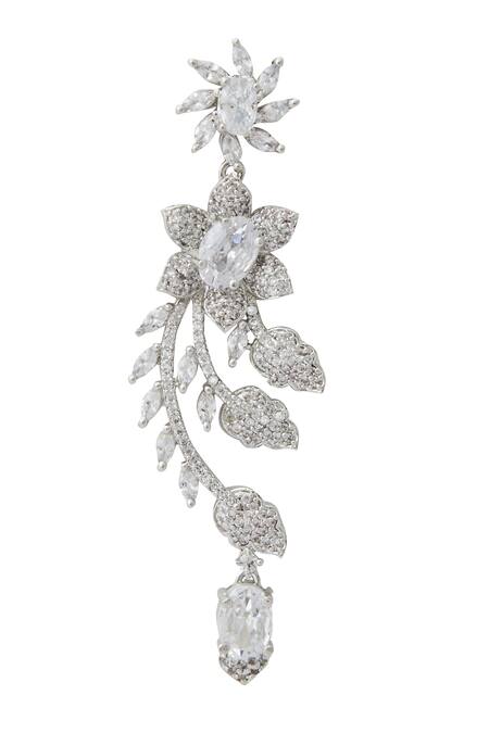 Buy_Nazaakat By Samara Singh_White American Diamond Earrings _Online_at_Aza_Fashions