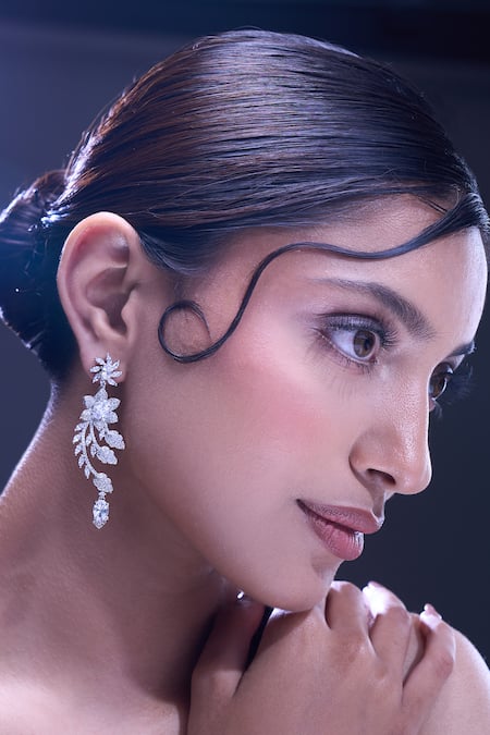 Buy_Nazaakat By Samara Singh_White American Diamond Earrings _at_Aza_Fashions