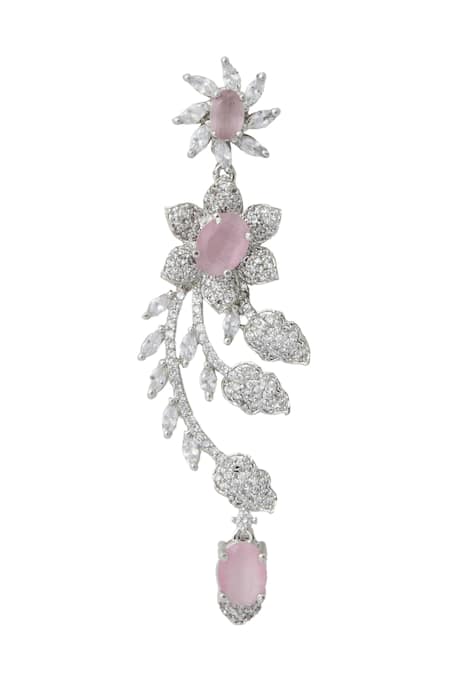 Nazaakat By Samara Singh_Pink Imitation Diamonds American Earrings _Online_at_Aza_Fashions