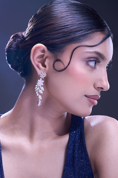 Nazaakat By Samara Singh Pink Imitation Diamonds American Earrings 