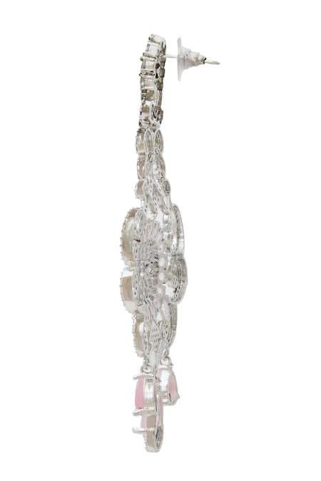 Nazaakat By Samara Singh_Pink American Diamond Earrings _Online_at_Aza_Fashions