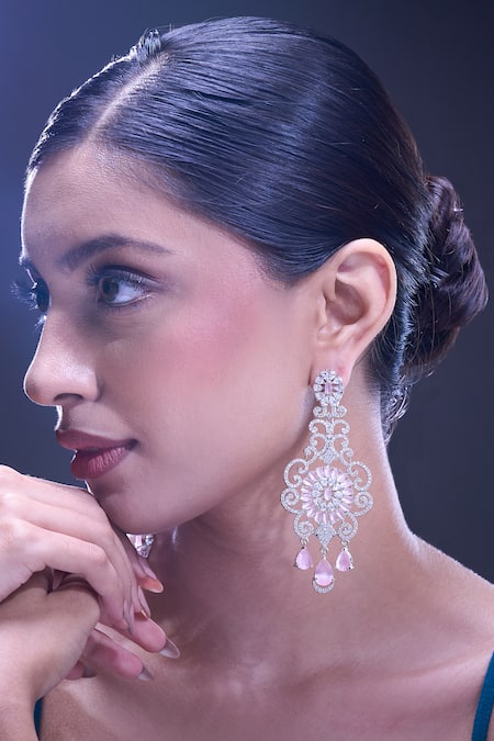 Samyukta Singhania Pink American Diamond Earrings 
