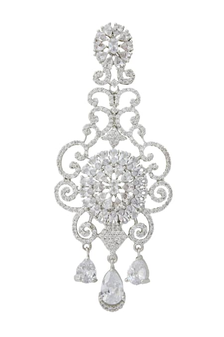 Buy Nazaakat By Samara Singh White American Diamond Earrings Online at Aza Fashions Buy_Nazaakat By Samara Singh_White American Diamond Earrings _Online_at_Aza_Fashions