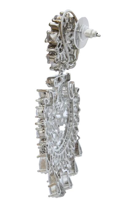 Nazaakat By Samara Singh_White American Diamond Earrings _Online_at_Aza_Fashions