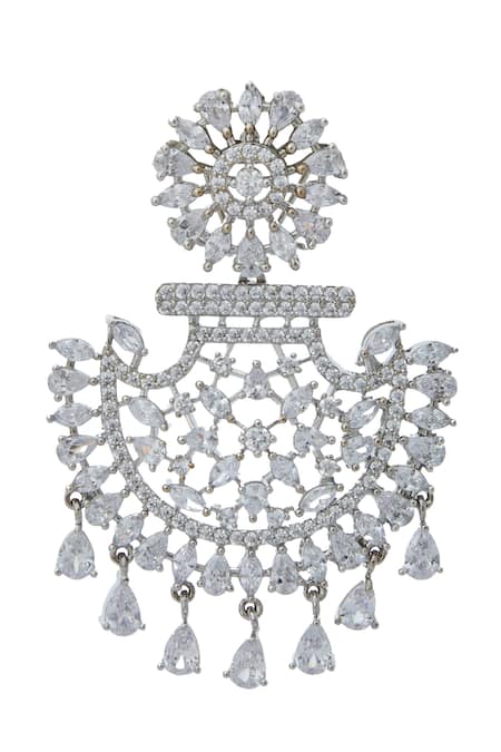 Buy_Nazaakat By Samara Singh_White American Diamond Earrings _Online_at_Aza_Fashions