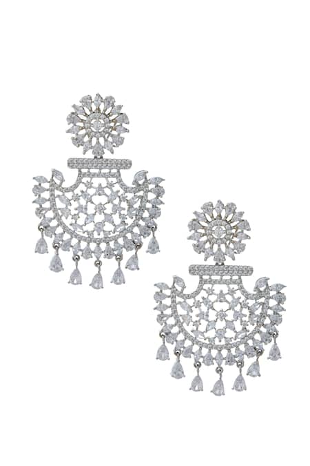Nazaakat By Samara Singh White American Diamond Earrings 