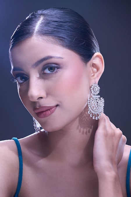 Samyukta Singhania White American Diamond Earrings 