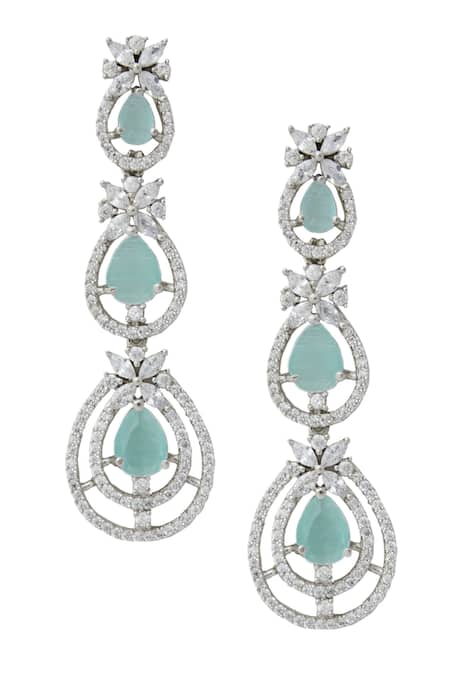 Shop Nazaakat By Samara Singh Aqua American Diamond Earrings at Aza Fashions Shop_Nazaakat By Samara Singh_Aqua American Diamond Earrings _at_Aza_Fashions