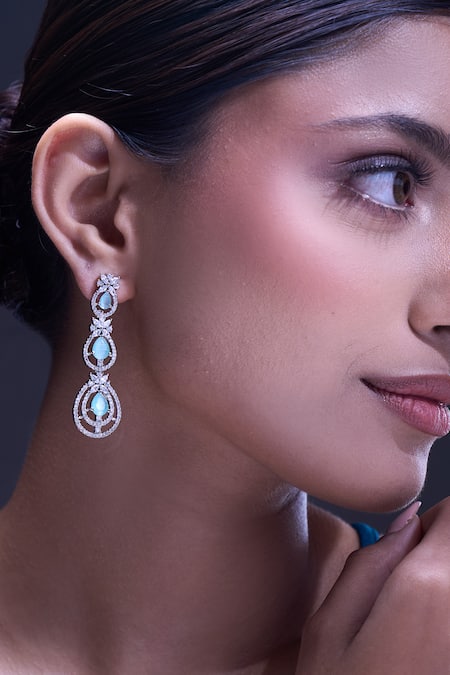 Shop Nazaakat By Samara Singh Aqua American Diamond Earrings Online at Aza Fashions Shop_Nazaakat By Samara Singh_Aqua American Diamond Earrings _Online_at_Aza_Fashions