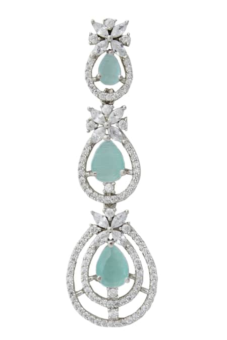 Buy_Nazaakat By Samara Singh_Aqua American Diamond Earrings _Online_at_Aza_Fashions