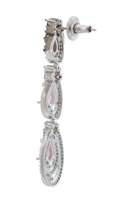 Nazaakat By Samara Singh_Pink American Diamond Earrings _Online_at_Aza_Fashions