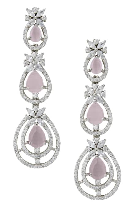 Nazaakat By Samara Singh Pink American Diamond Earrings 