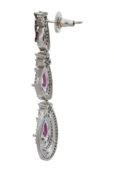 Nazaakat By Samara Singh_Red Ruby American Diamond Earrings _Online_at_Aza_Fashions