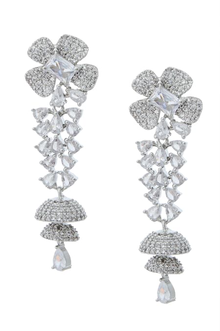 Shop Nazaakat By Samara Singh White American Diamond Earrings at Aza Fashions Shop_Nazaakat By Samara Singh_White American Diamond Earrings _at_Aza_Fashions