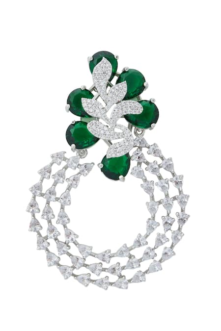 Buy Nazaakat By Samara Singh Green American Diamond Earrings Online at Aza Fashions Buy_Nazaakat By Samara Singh_Green American Diamond Earrings _Online_at_Aza_Fashions