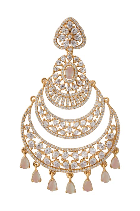 Shop Nazaakat By Samara Singh Pink American Diamond Earrings at Aza Fashions Shop_Nazaakat By Samara Singh_Pink American Diamond Earrings _at_Aza_Fashions