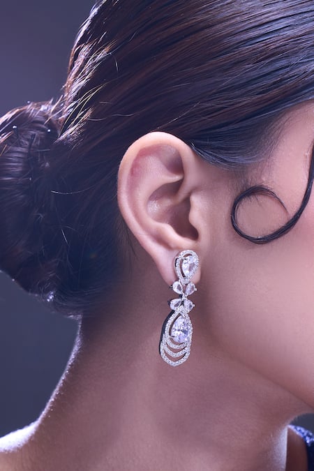 Buy_Nazaakat By Samara Singh_White American Diamond Earrings _Online_at_Aza_Fashions