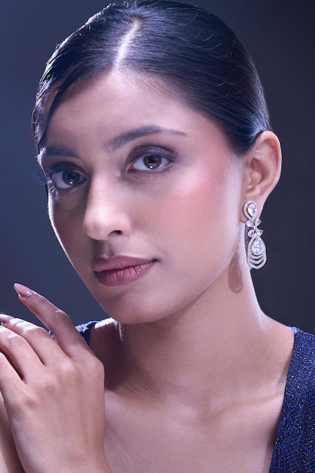 Samyukta Singhania White American Diamond Earrings 