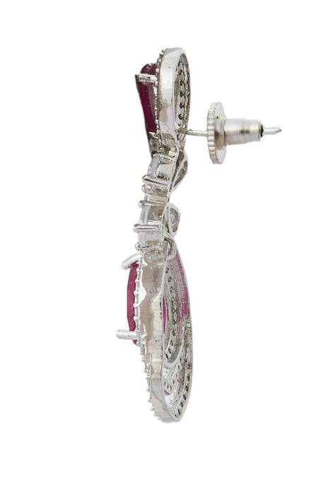 Nazaakat By Samara Singh_Red Ruby American Diamond Earrings _Online_at_Aza_Fashions