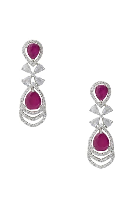 Nazaakat By Samara Singh Ruby American Diamond Earrings 