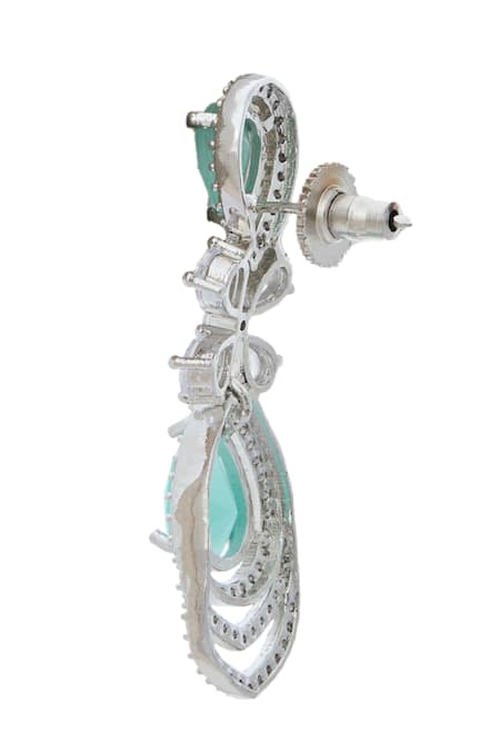 Nazaakat By Samara Singh_Aqua American Diamond Earrings _Online_at_Aza_Fashions