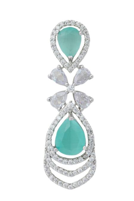 Buy_Nazaakat By Samara Singh_Aqua American Diamond Earrings _Online_at_Aza_Fashions