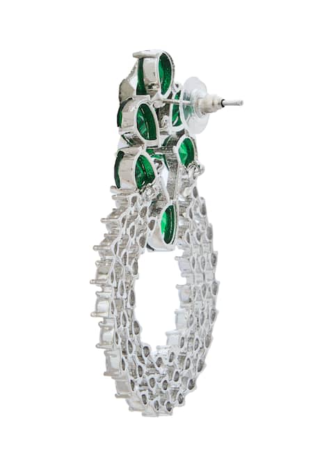 Buy_Nazaakat By Samara Singh_Green American Diamond Earrings _Online_at_Aza_Fashions