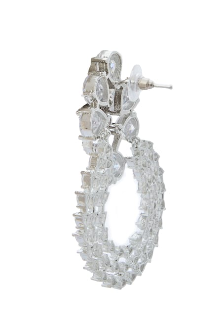 Buy_Nazaakat By Samara Singh_White American Diamond Earrings _Online_at_Aza_Fashions