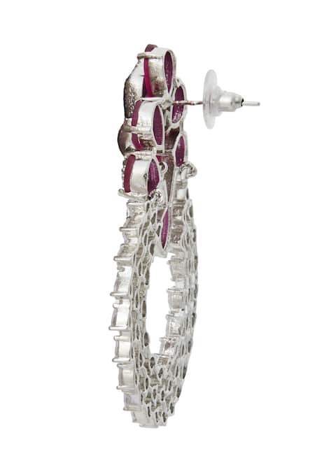 Nazaakat By Samara Singh_Red Imitation Diamonds Ruby American Earrings _Online_at_Aza_Fashions