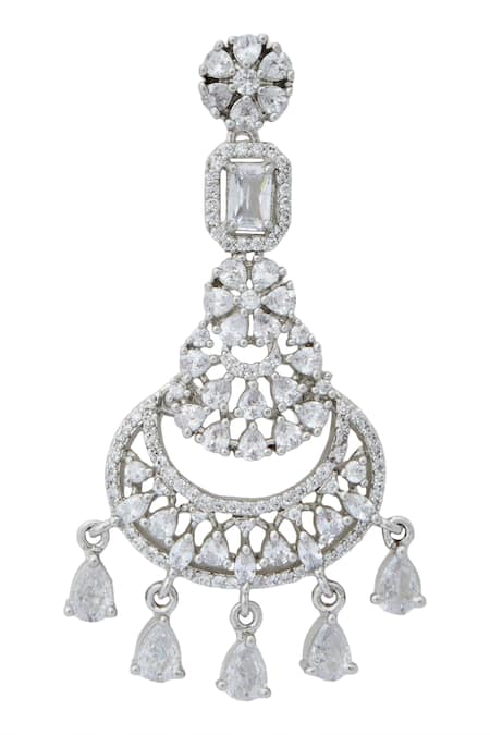 Buy Nazaakat By Samara Singh White American Diamond Earrings Online at Aza Fashions Buy_Nazaakat By Samara Singh_White American Diamond Earrings _Online_at_Aza_Fashions