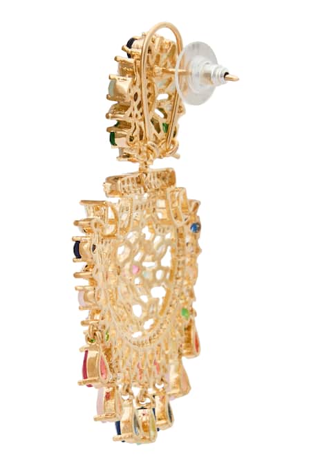 Buy_Nazaakat By Samara Singh_Multi Color Crystals, Stones American Diamond Earrings _Online_at_Aza_Fashions