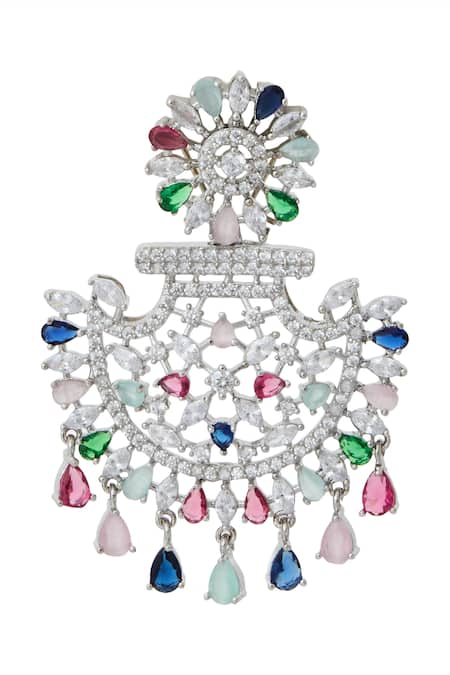 Nazaakat By Samara Singh_Multi Color Multicolor American Diamond Earrings _Online_at_Aza_Fashions