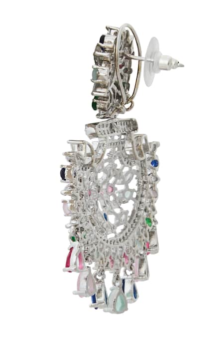 Buy_Nazaakat By Samara Singh_Multi Color Multicolor American Diamond Earrings _Online_at_Aza_Fashions