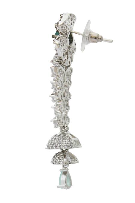 Nazaakat By Samara Singh_Aqua American Diamond Earrings _Online_at_Aza_Fashions