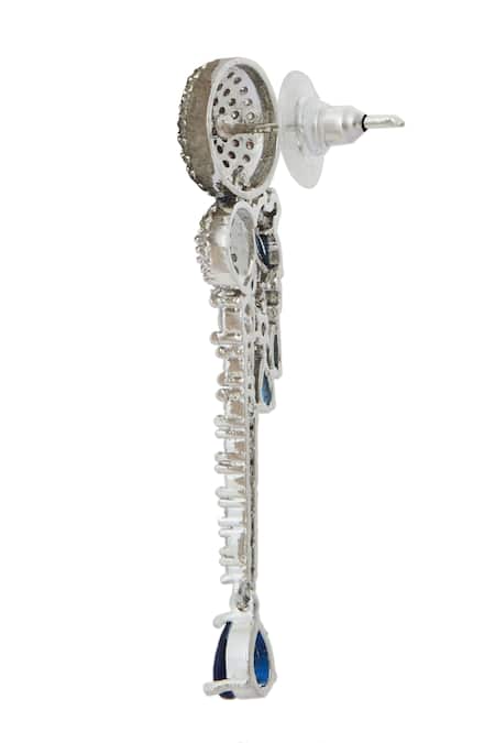 Nazaakat By Samara Singh_Blue American Diamond Necklace And Earrings _Online_at_Aza_Fashions